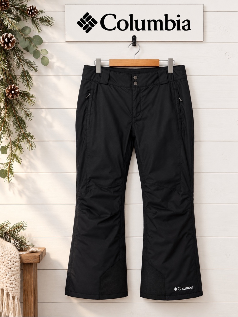 COLUMBIA Omni-Heat Black Insulated Snow Pants Size M Short
